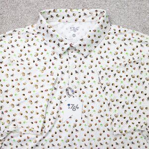 1764 AOP Polo Shirt NWT Mens 2XL XXL White Beach All Over Print Stretch S/S